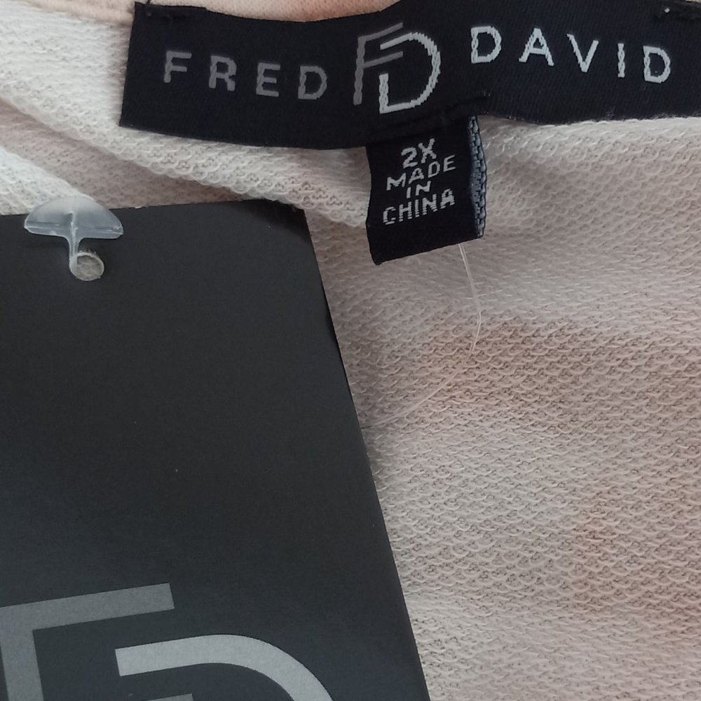 Nwt FRED DAVID Stretchy Coral/Pink Drawstring Hem Hooded Sweatshirt Top Sz 2X - Picture 6 of 7